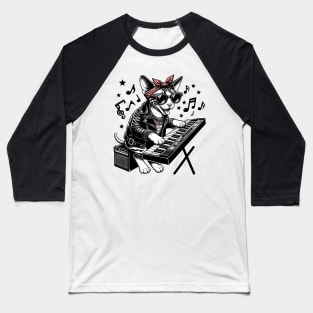 Devon Rex Cat Playing Keyboard Baseball T-Shirt